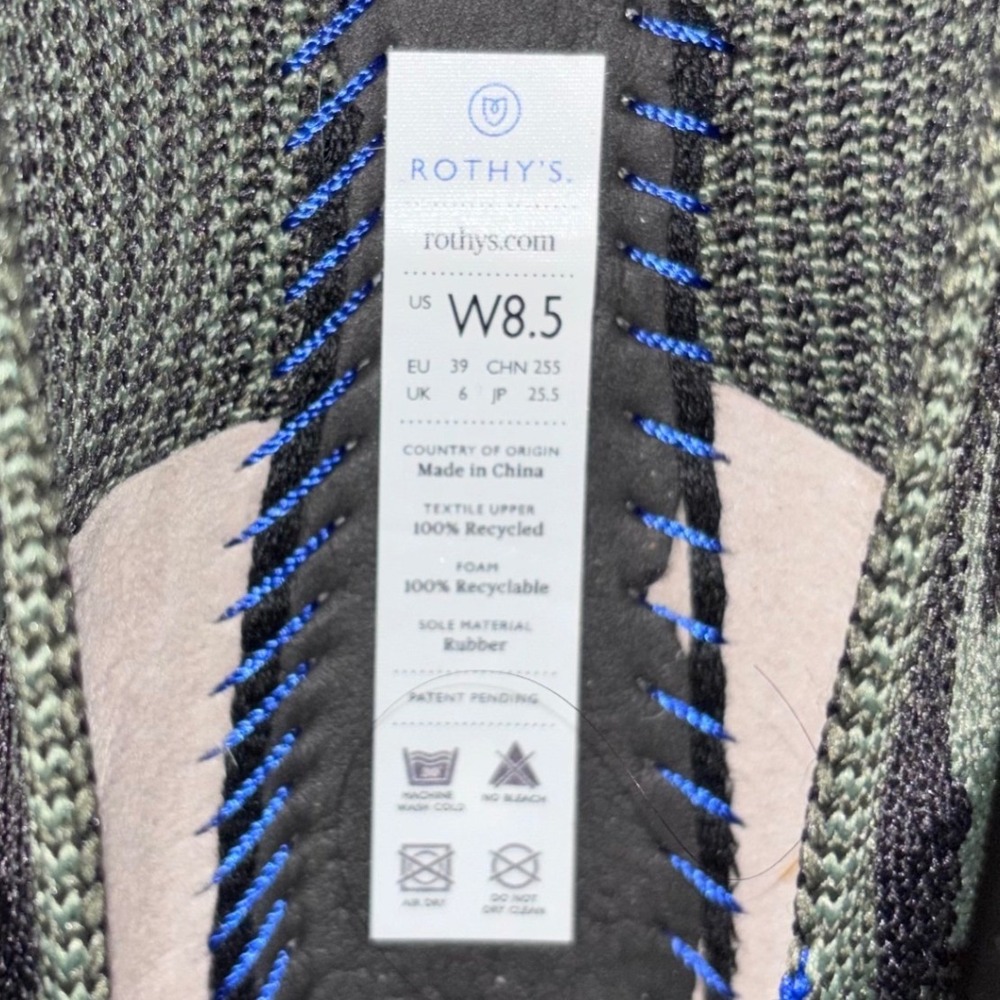 Rothys | The Point Flats | Womens 8.5 | Olive Green Black Camo Slip On Shoes - Picture 5 of 12